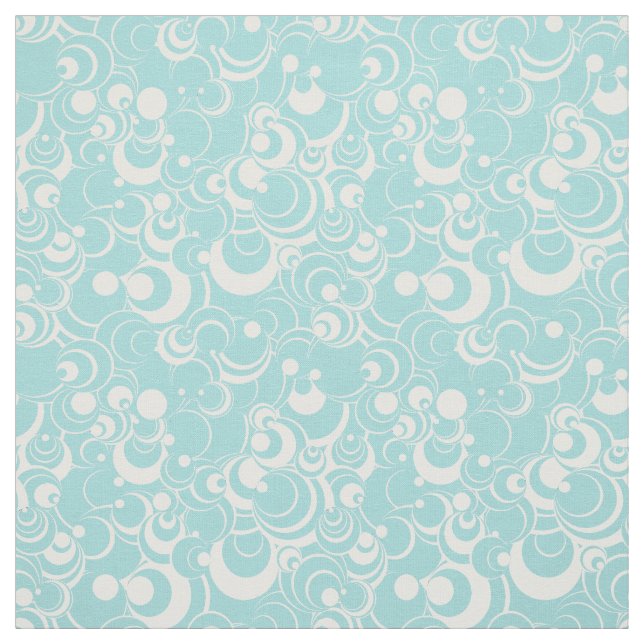 Aqua Blue and White Circles Abstrakt Fabric 2 Tyg (Provkarta)