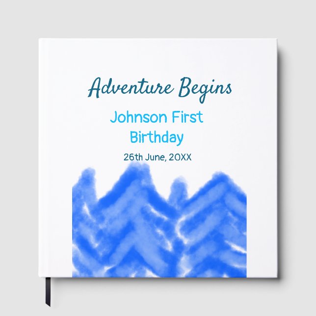 Aqua Blue Äventyr börjar 1:a födelsedag Gästböcker (Framsida)