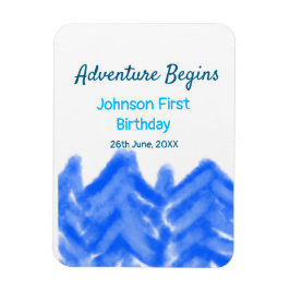 Aqua Blue Äventyr börjar 1:a födelsedag Magnet