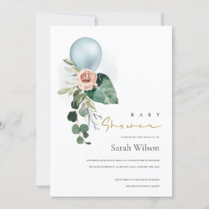 AQUA BLUE BALLOON BLOMMIGT BUNCH BABY SHOWER INBJU TACK KORT