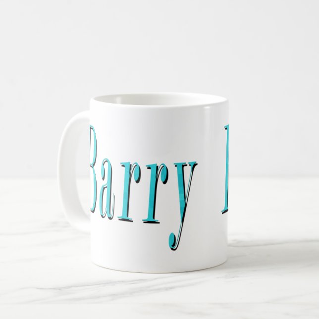 Aqua Blue Barry Namn Logotyp Kaffemugg (Framsida vänster)