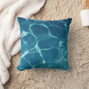Aqua Blue Bassäng Vatten Mönster Kudde
