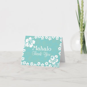 Aqua Blue Beach Flowers Bröllop tackkort