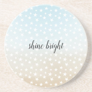 Aqua Blue Beige Cream Sand Stars Ombre Tie Dye Underlägg