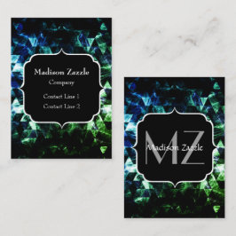 Aqua Blue Black Geometric Smoky Abstrakt Monogram Visitkort