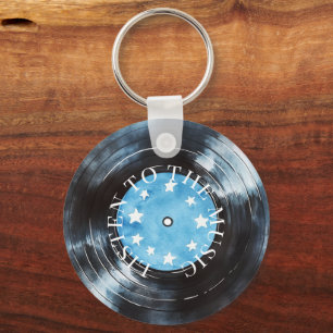 Aqua Blue Black Inspelad Musik Nyckelring