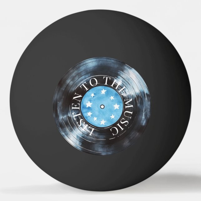 Aqua Blue Black Inspelad Musik Pingisboll (Framsidan)