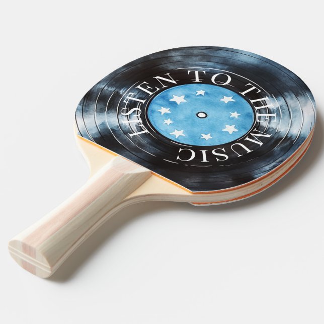Aqua Blue Black Inspelad Musik Pingisracket (Frontvinkel)