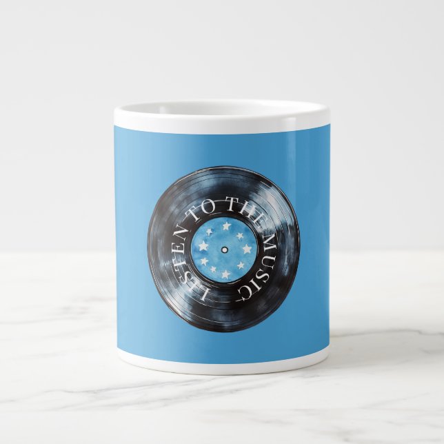 Aqua Blue Black Skivinspelning Musik Jumbo Mugg (Framsidan)