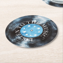 Aqua Blue Black Skivinspelning Musik Underlägg Papper Rund