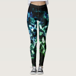 Aqua Blue Black Triangle Geometric Smoky Abstrakt Leggings
