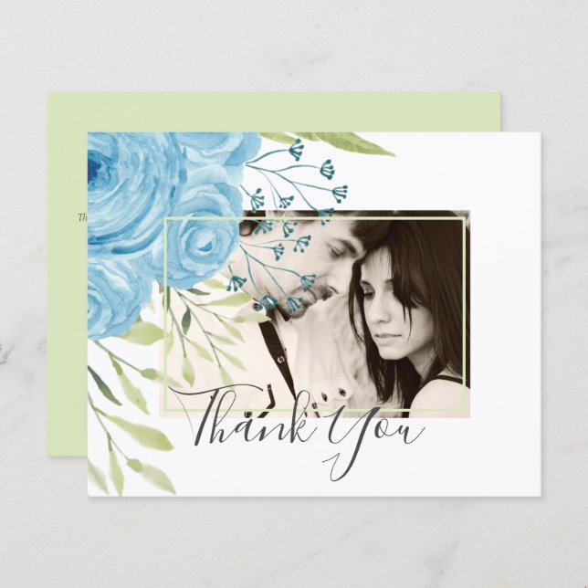 Aqua Blue Blommigt Bröllop (Fram/baksida)