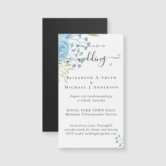 Aqua Blue Blommigt Bröllop (Fram/baksida)