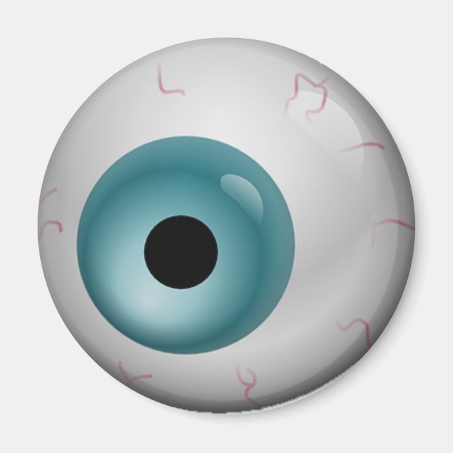 Aqua Blue Bloodshot Zombie Eyeball Halloween Magnet (Framsidan)