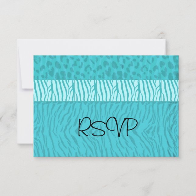 Aqua Blue Bröllop RSVP OSA Kort (Framsida)