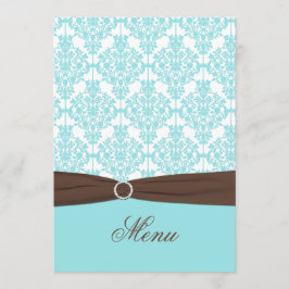 Aqua Blue, Brown, Vita Damaskus-menykort Meny