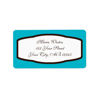 Aqua Blue Brown & White-Returetiketter Adressetikett