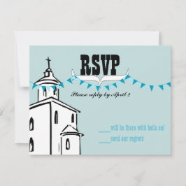 Aqua Blue Bunting Vi ska gå till kapellet RSVP OSA Kort
