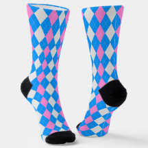 AQUA BLUE & CARNATION ROSA Argyle Mönster Socks