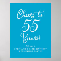 Aqua Blue Cheers till 55 år Pension Party