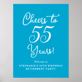 Aqua Blue Cheers till 55 år Pension Party Poster