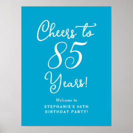 Aqua Blue Cheers till 85 års födelsedag Välkomna Poster