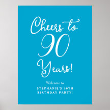 Aqua Blue Cheers till 90 års välkomstskylt