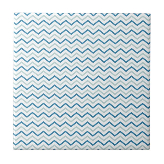 Aqua Blue Chevron Mönster Kakelplatta (Framsidan)