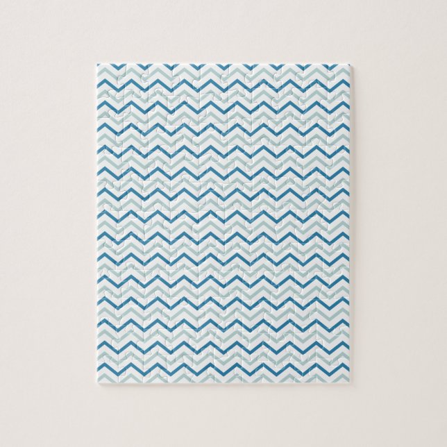 Aqua Blue Chevron Mönster Pussel (Vertikal)