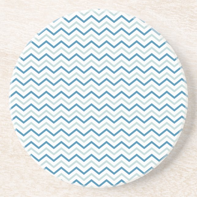 Aqua Blue Chevron Mönster Underlägg Sandsten (Framsidan)