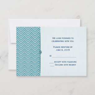 Aqua Blue Chevron RSVP Inbjudningar