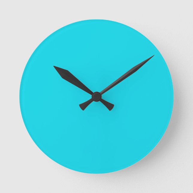 Aqua Blue Clock Rund Klocka (Framsida)