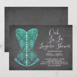 Aqua Blue Corset Lingerie Inbjudningskort för möhi