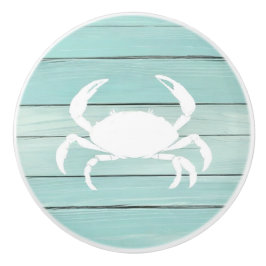 Aqua Blue Crab Faux Wood Nautical Drawer knob Knopp