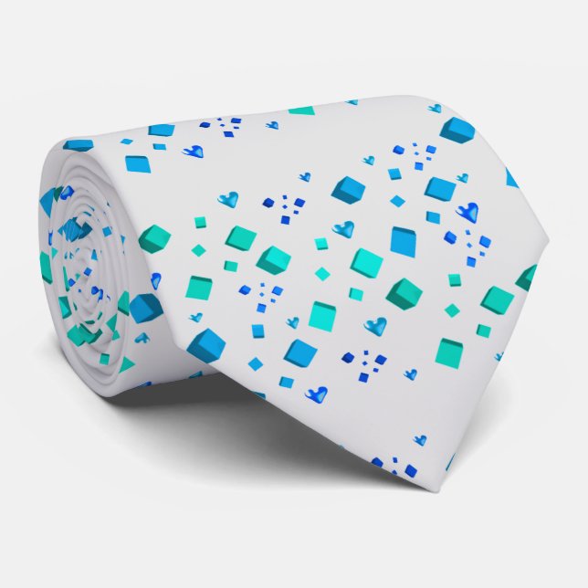 Aqua Blue Cuband Hearts Tie Slips (Rullad)