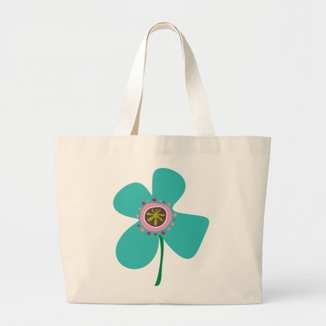 Aqua Blue Daisy Pop, sommarblomma Whimsical Cute Jumbo Tygkasse (Framsidan)