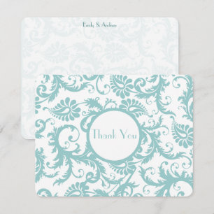 Aqua Blue Damask Swirls bröllopsinbjudan Inbjudningar