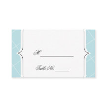 Aqua Blue Diamond Scallop Bröllop Place Cards