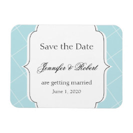 Aqua Blue Diamond Scallop Bröllop spara datum Magnet