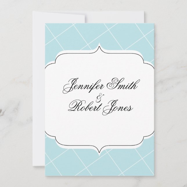 Aqua Blue Diamond Scallop bröllopsinbjudning Inbjudningar (Framsida)