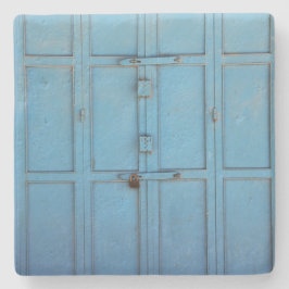 Aqua Blue Door Struktur från Israel Square Underlä Stenunderlägg