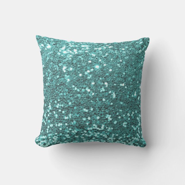 Aqua Blue Färg från 2021 Popular Glitter Kudde (Framsida)