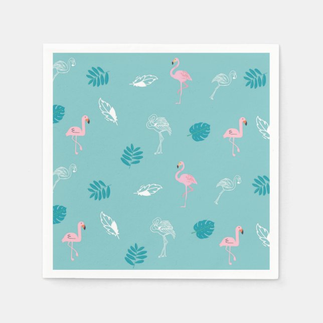 Aqua Blue Flamingo Paper Napkins Pappersservett (Framsidan)
