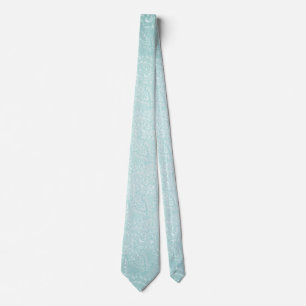 Aqua Blue Fleur Damask Neck Tie Slips