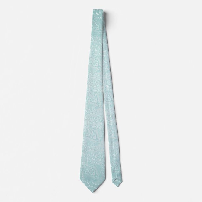 Aqua Blue Fleur Damask Neck Tie Slips (Framsida)