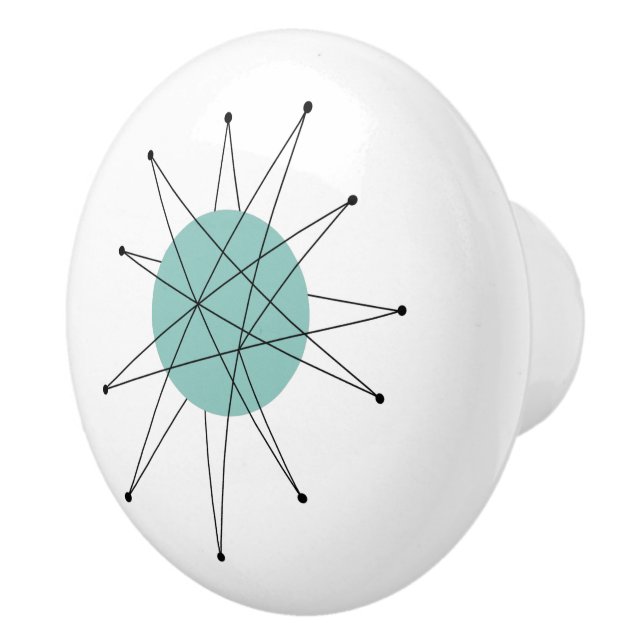 Aqua Blue Franciscan Starburst Mid Century Modern Knopp (Höger)