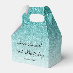 Aqua Blue Glam Glitter Personlig Presentaskar