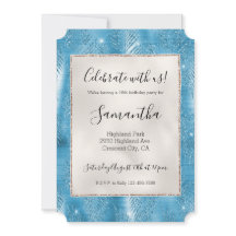 Aqua Blue Glam Glitter Tropiska blad