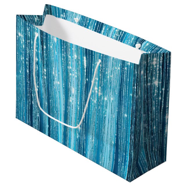 Aqua Blue Glam Tinsel Rand (Framsidan Vinklad)
