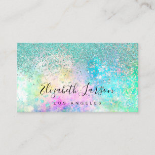 Aqua Blue Glitter Opal Background Visitkort